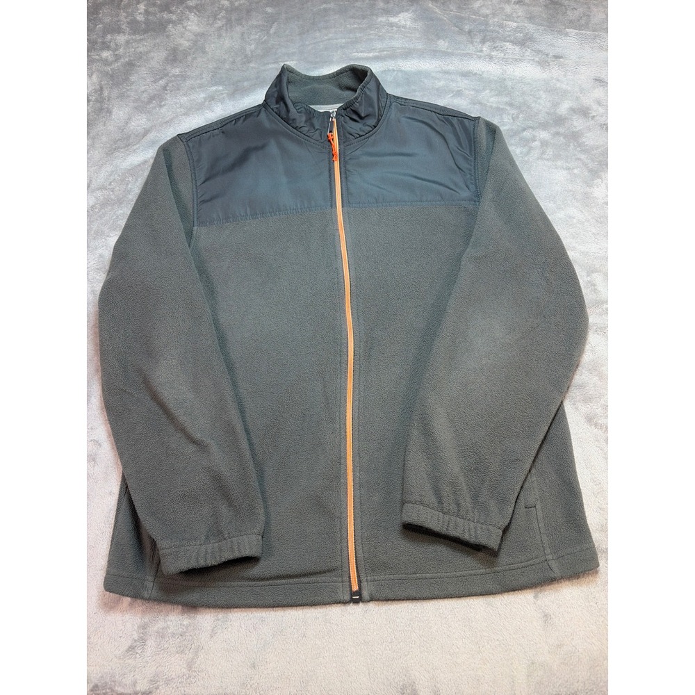 Starter Mens Full Zip Fleece Jacket Greystone Orange Mock Neck Medium RM36442
